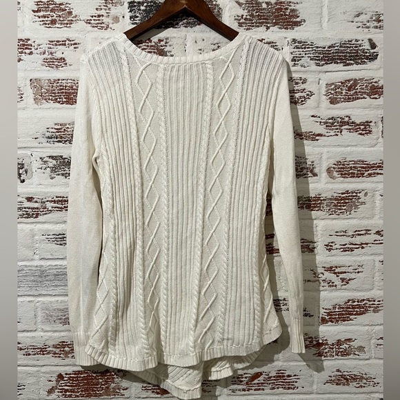 Cupio Sweater Ivory White Geo Raised Pattern Cotton Blend Stretch Sz M - Picture 5 of 9